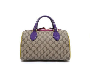 Gucci Boston Bag GG Supreme Beige Cream Purple Pink Limited Edition